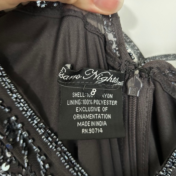 Pisarro Nights Beaded Mesh Column Gown in Griffin - Picture 5 of 15